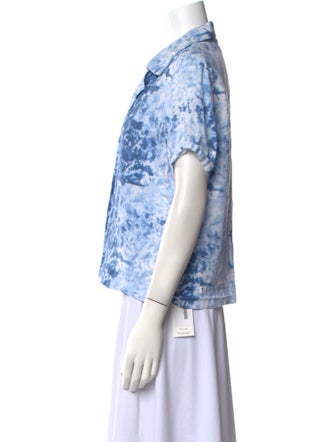 Reformation Linen Tie-Dye Print Button-Up Top