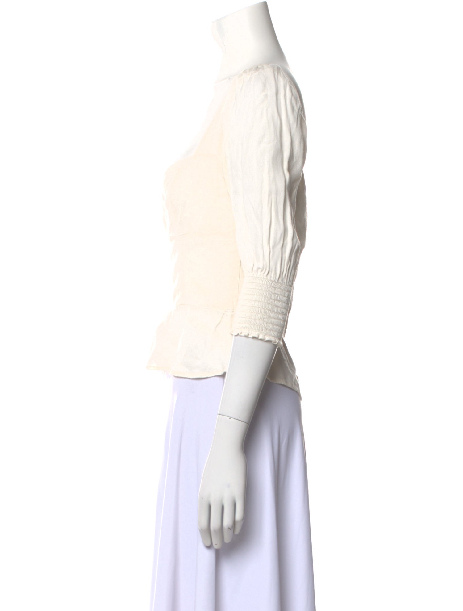 Reformation Square Neckline Three-Quarter Sleeve Crop Top