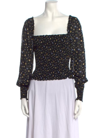 Reformation Polka Dot Print Square Neckline Crop Top