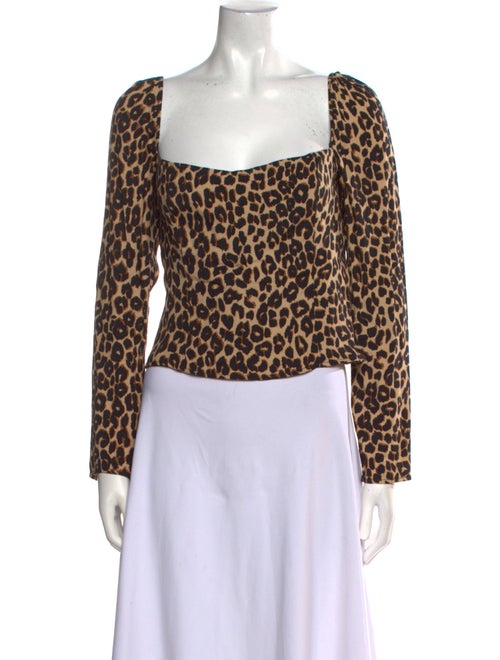 Reformation Animal Print Square Neckline Crop Top