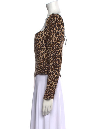 Reformation Animal Print Square Neckline Crop Top