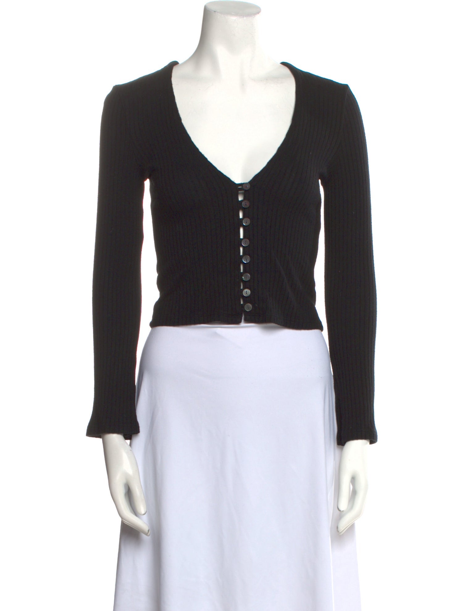 Reformation V-Neck Long Sleeve Crop Top