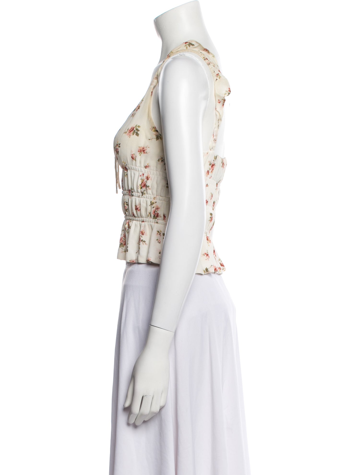 Reformation Floral Print Square Neckline Crop Top