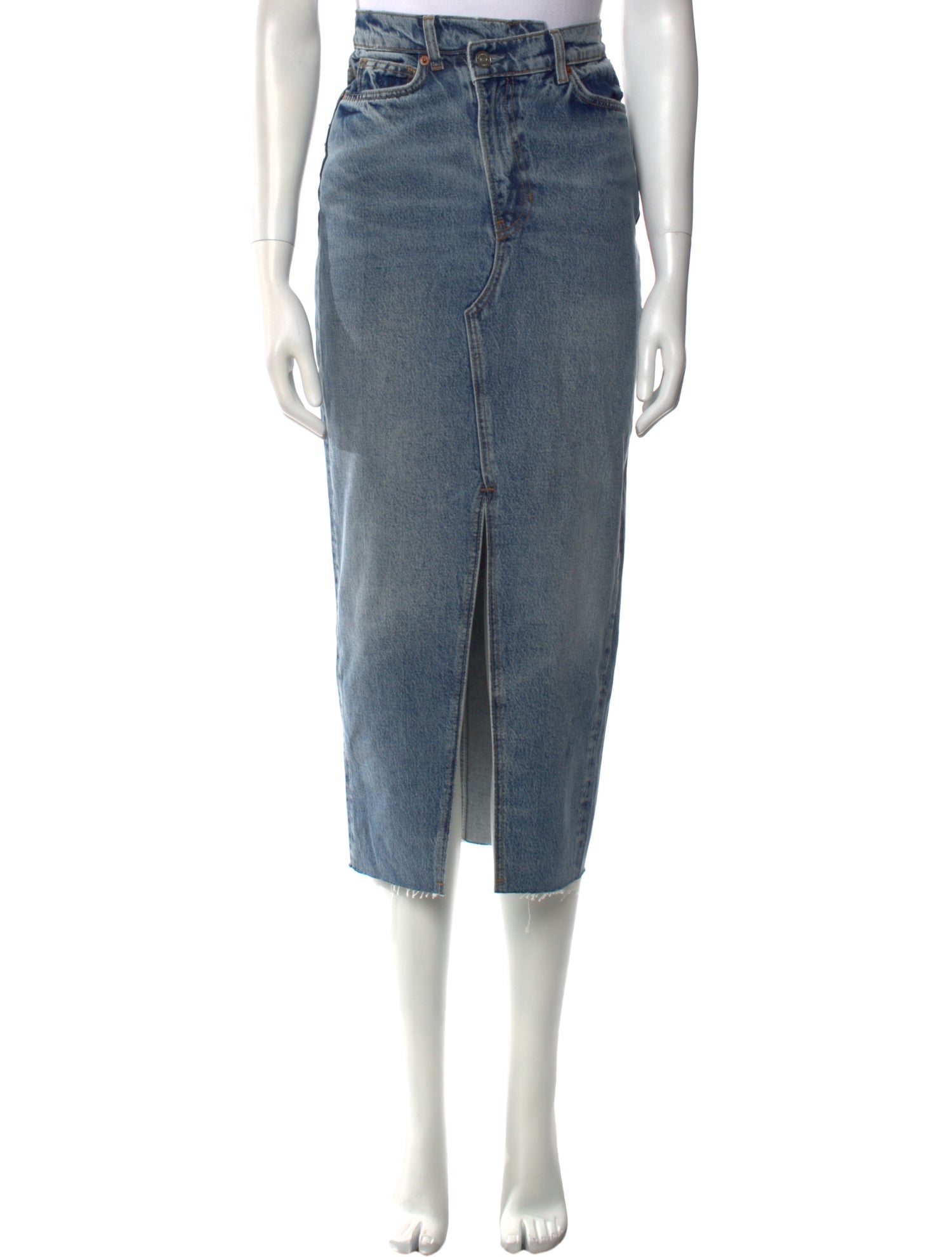 Reformation Raw-Edge Trim Midi Length Skirt