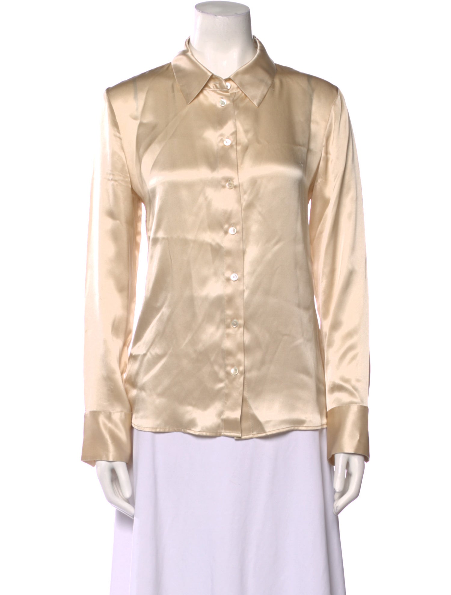 Reformation Silk Long Sleeve Button-Up Top