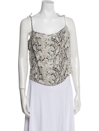 Reformation Animal Print Square Neckline Top