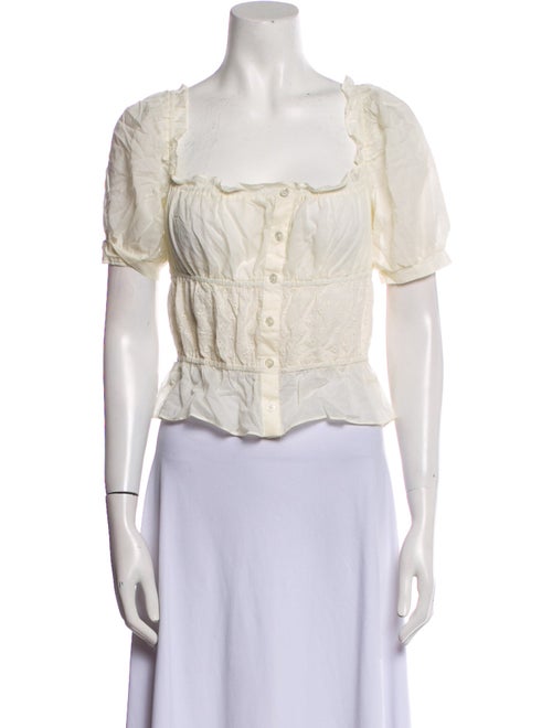 Reformation Square Neckline Short Sleeve Crop Top