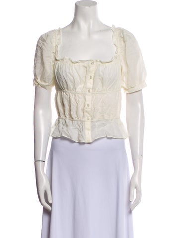 Reformation Tops Square Neckline Short Sleeve Crop Top S