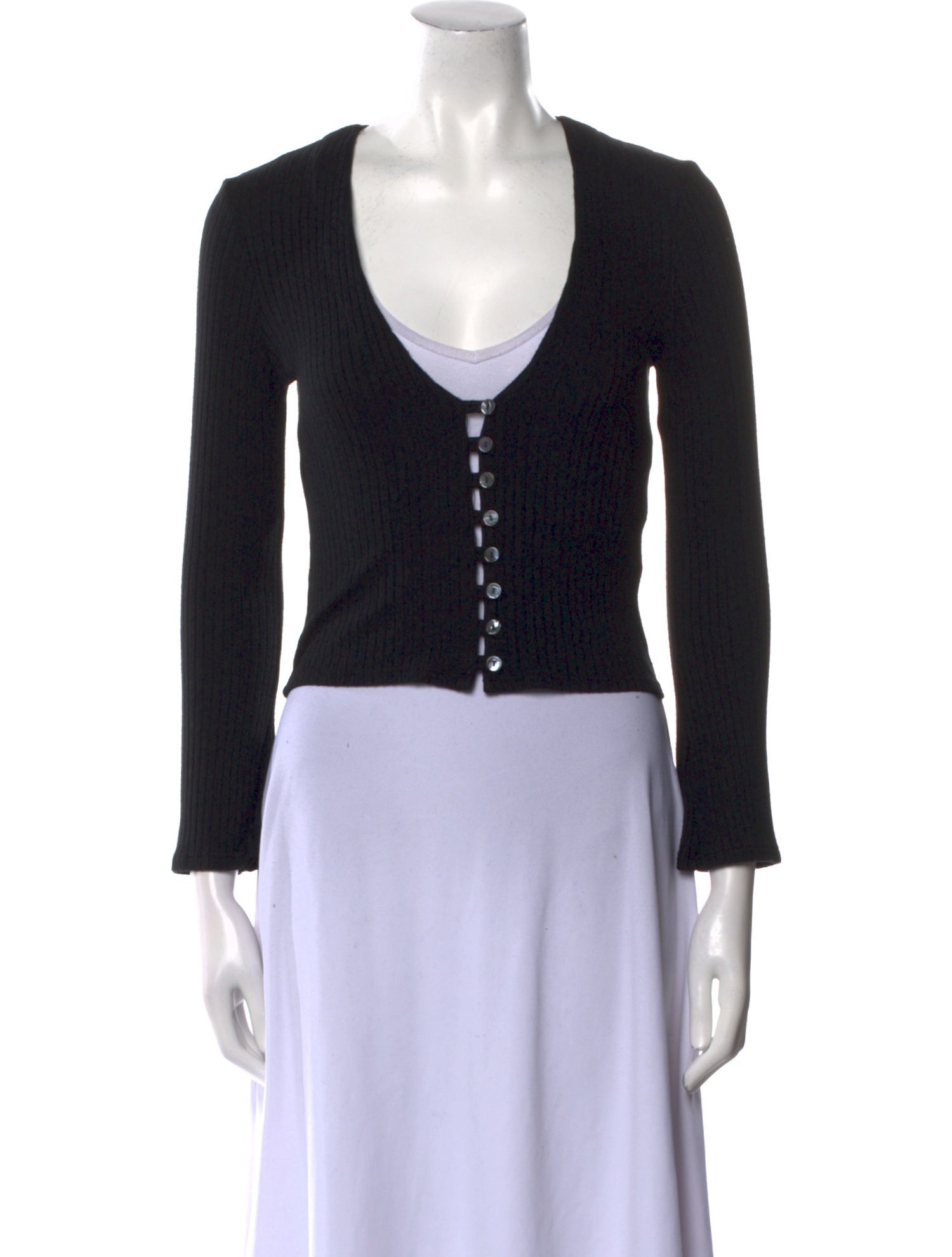 Reformation Plunge Neckline Long Sleeve Crop Top