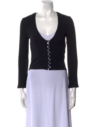 Reformation Plunge Neckline Long Sleeve Crop Top