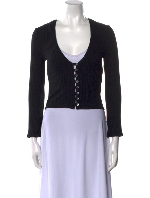 Reformation Plunge Neckline Long Sleeve Crop Top