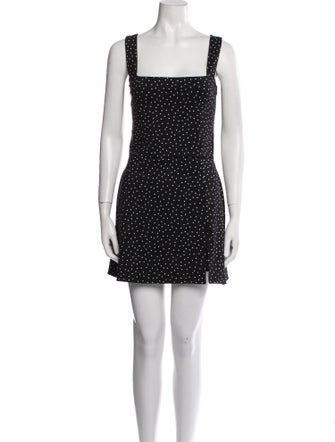 Reformation Polka Dot Print Square Neckline Romper