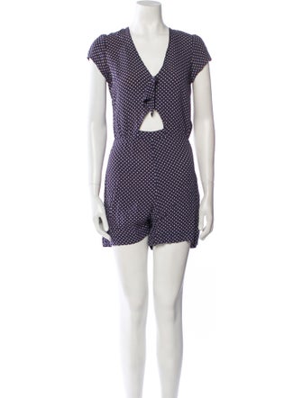 Reformation Polka Dot Print V-Neck Romper