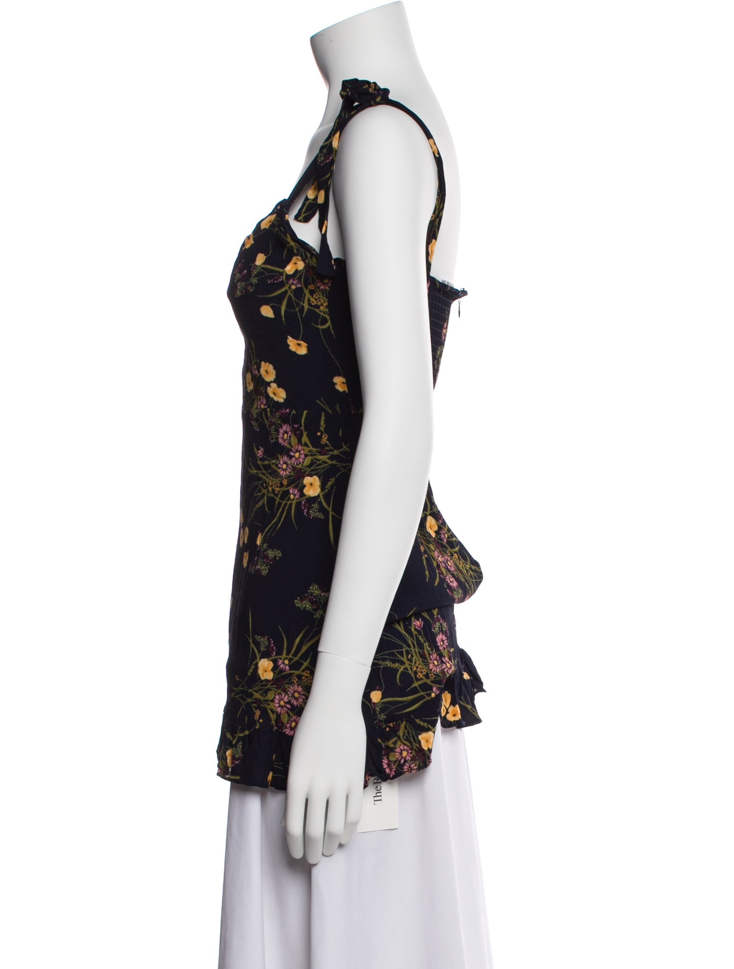 Reformation Floral Print Square Neckline Blouse