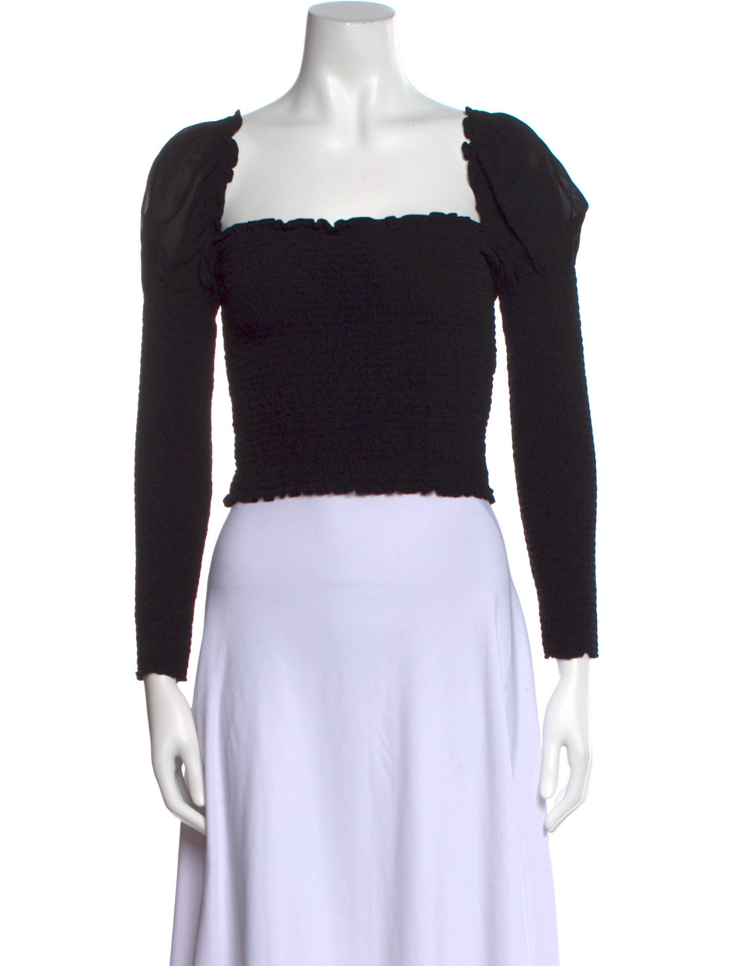 Reformation Square Neckline Three-Quarter Sleeve Crop Top