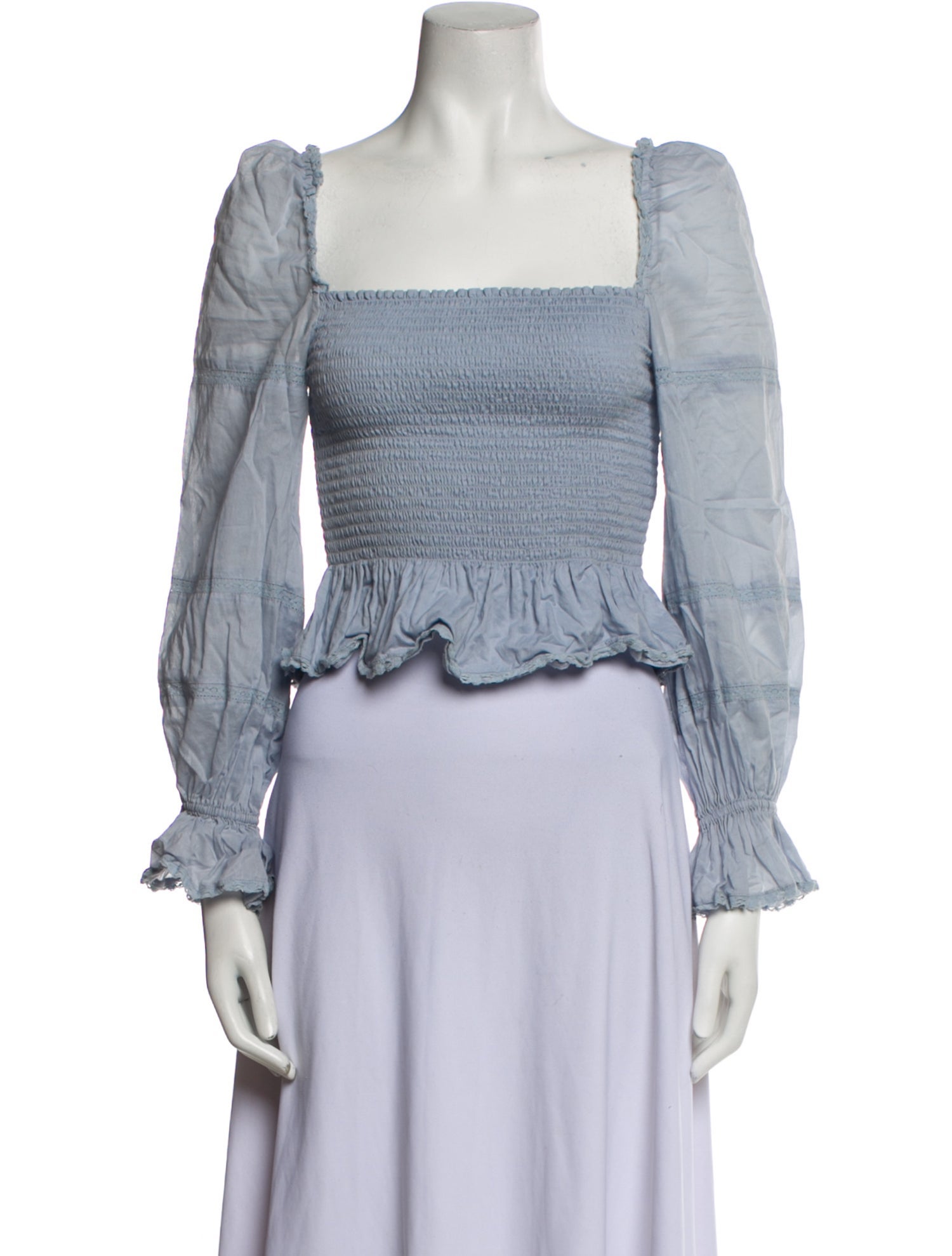 Reformation Square Neckline Long Sleeve Crop Top