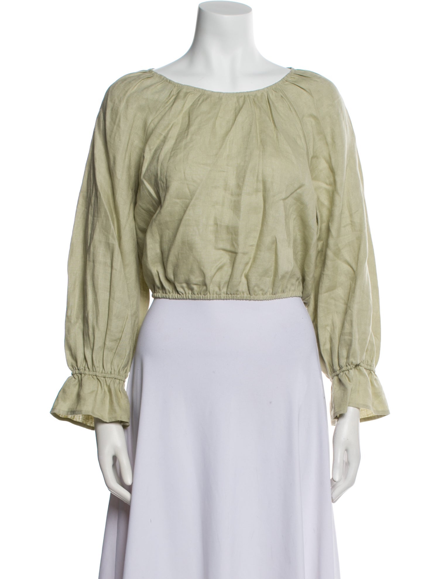 Reformation Linen Scoop Neck Crop Top