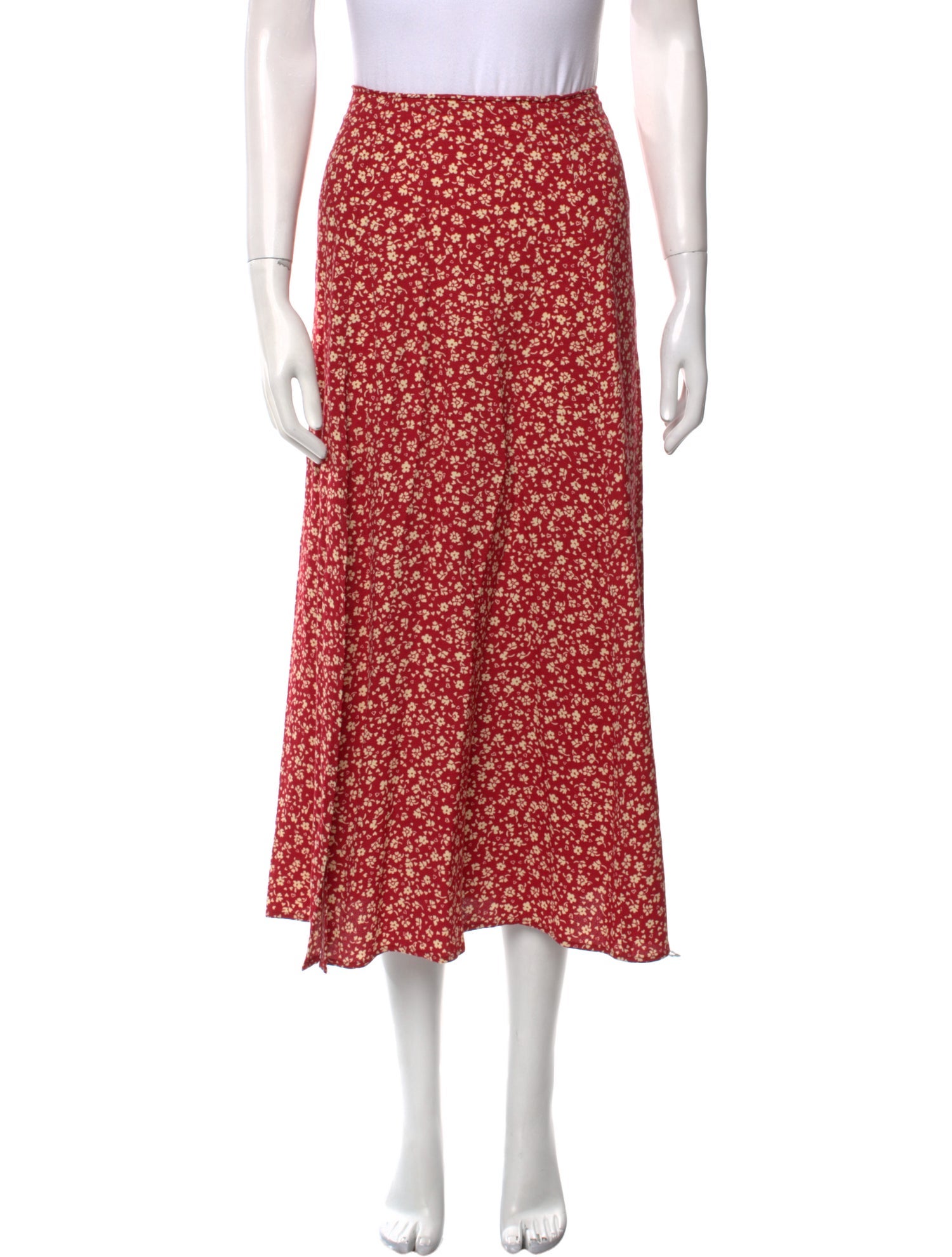 Reformation Floral Print Midi Length Skirt