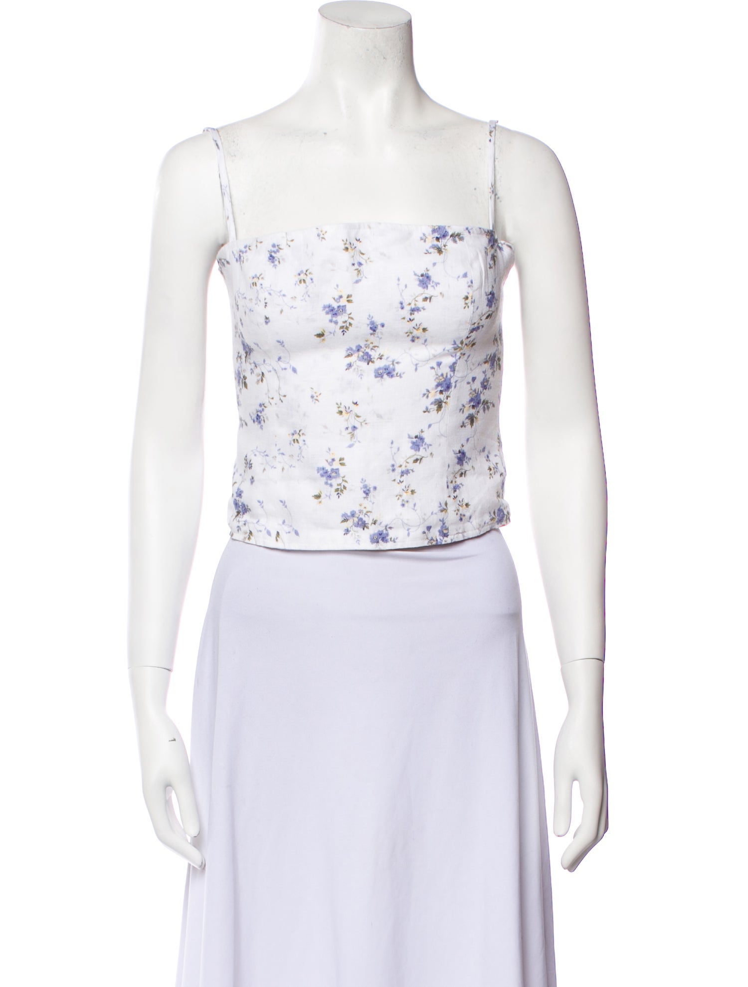 Reformation Linen Floral Print Crop Top