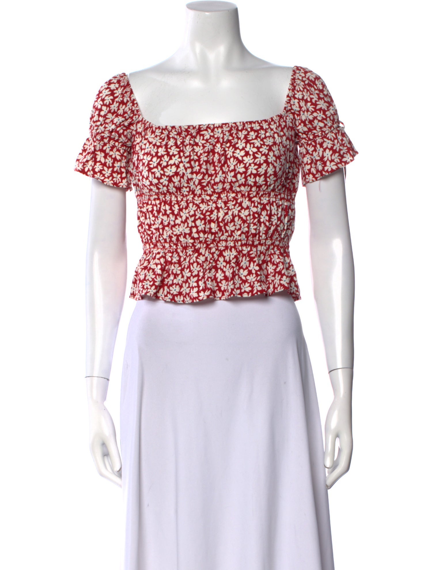 Reformation Floral Print Square Neckline Crop Top