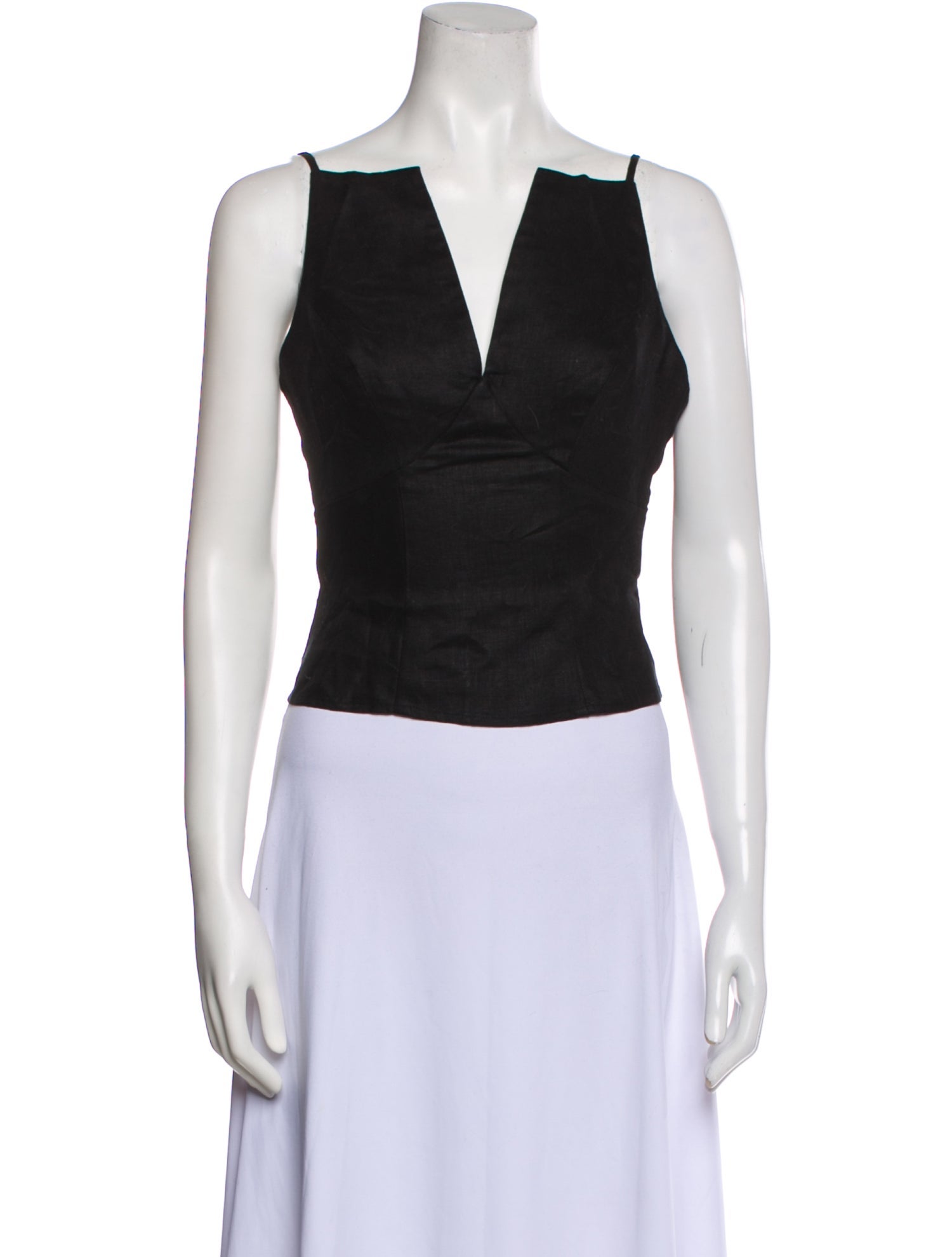 Reformation Linen V-Neck Crop Top