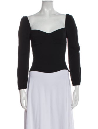 Reformation Square Neckline Long Sleeve Crop Top