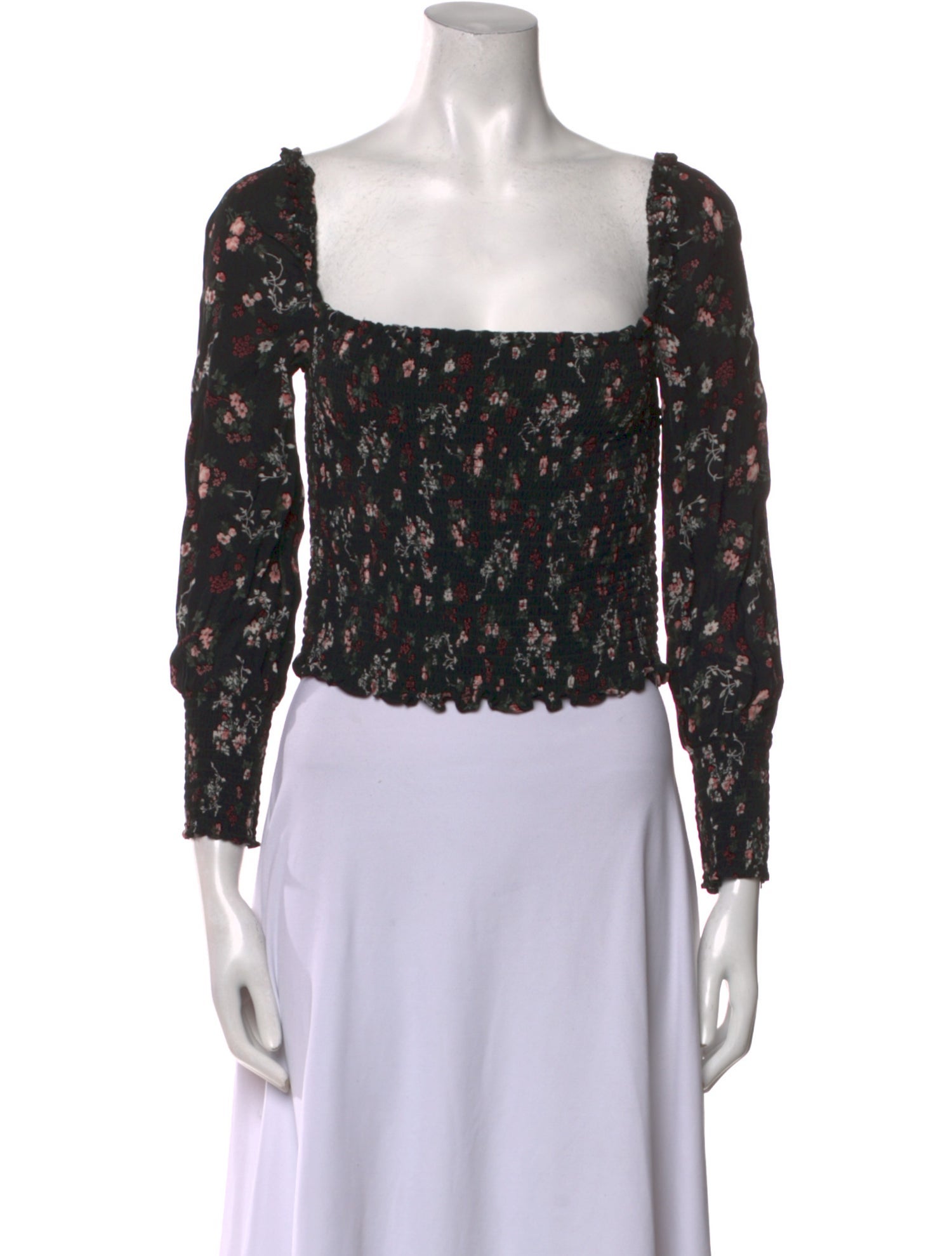 Reformation Floral Print Square Neckline Crop Top