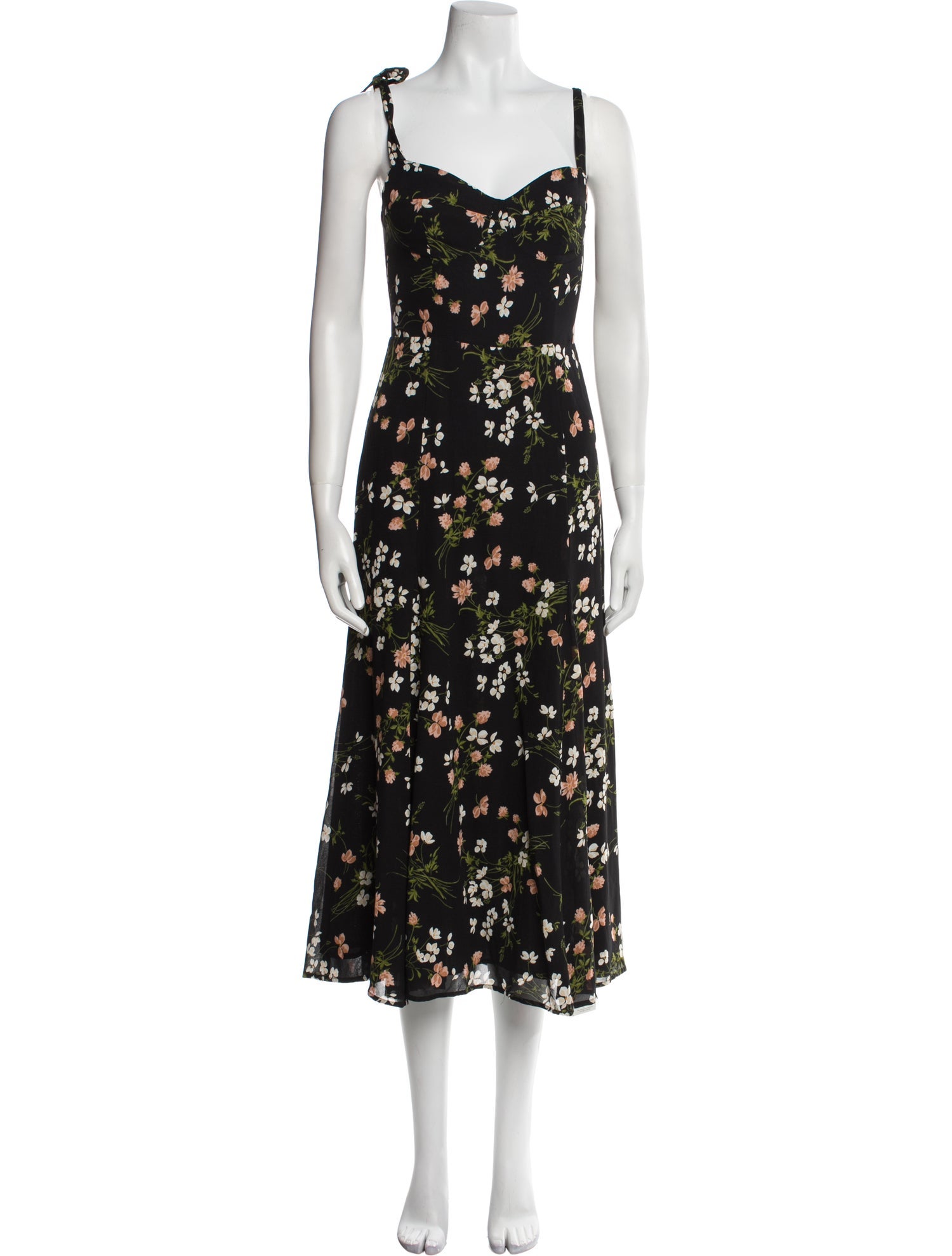 Reformation Floral Print Midi Length Dress