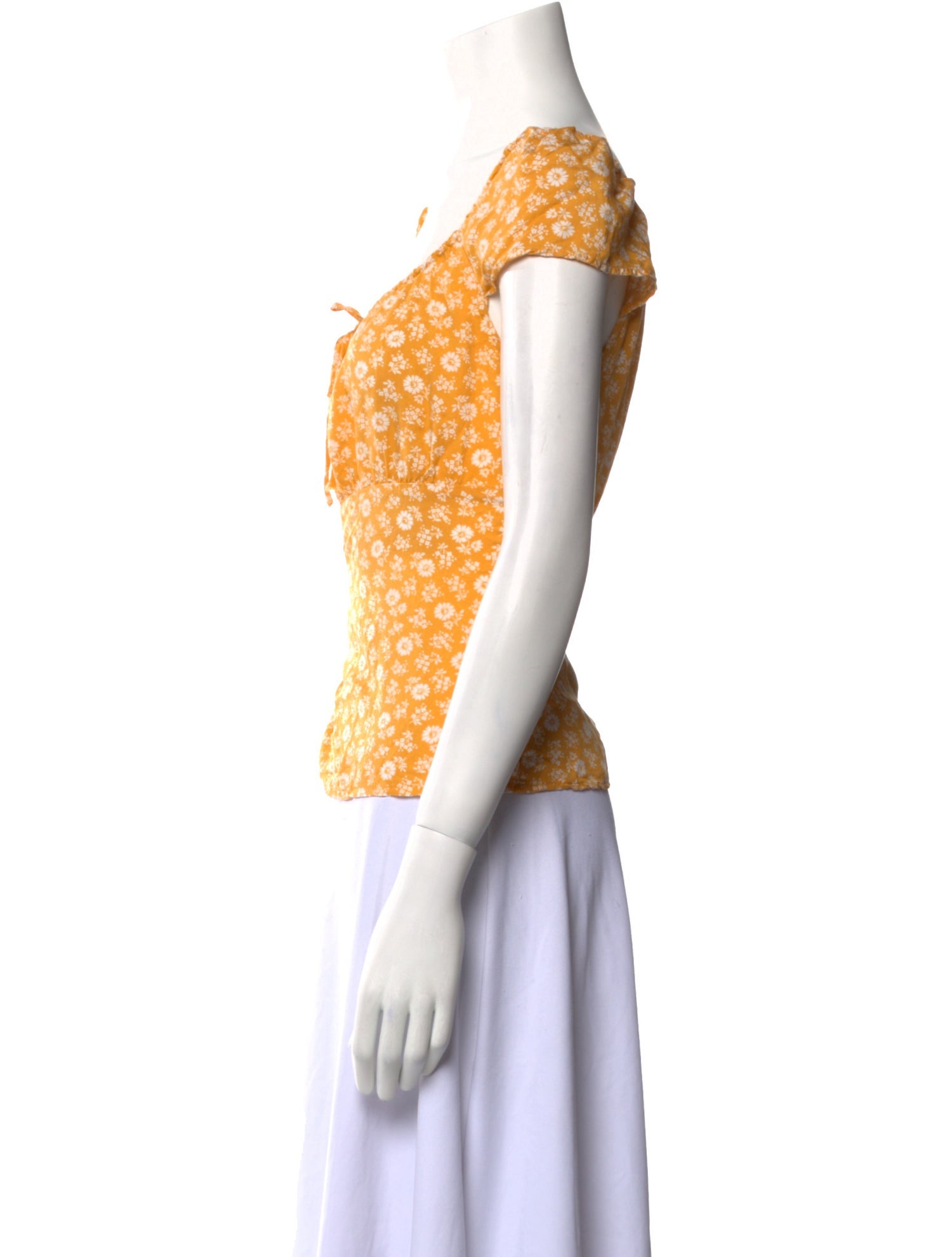 Reformation Floral Print Square Neckline Top