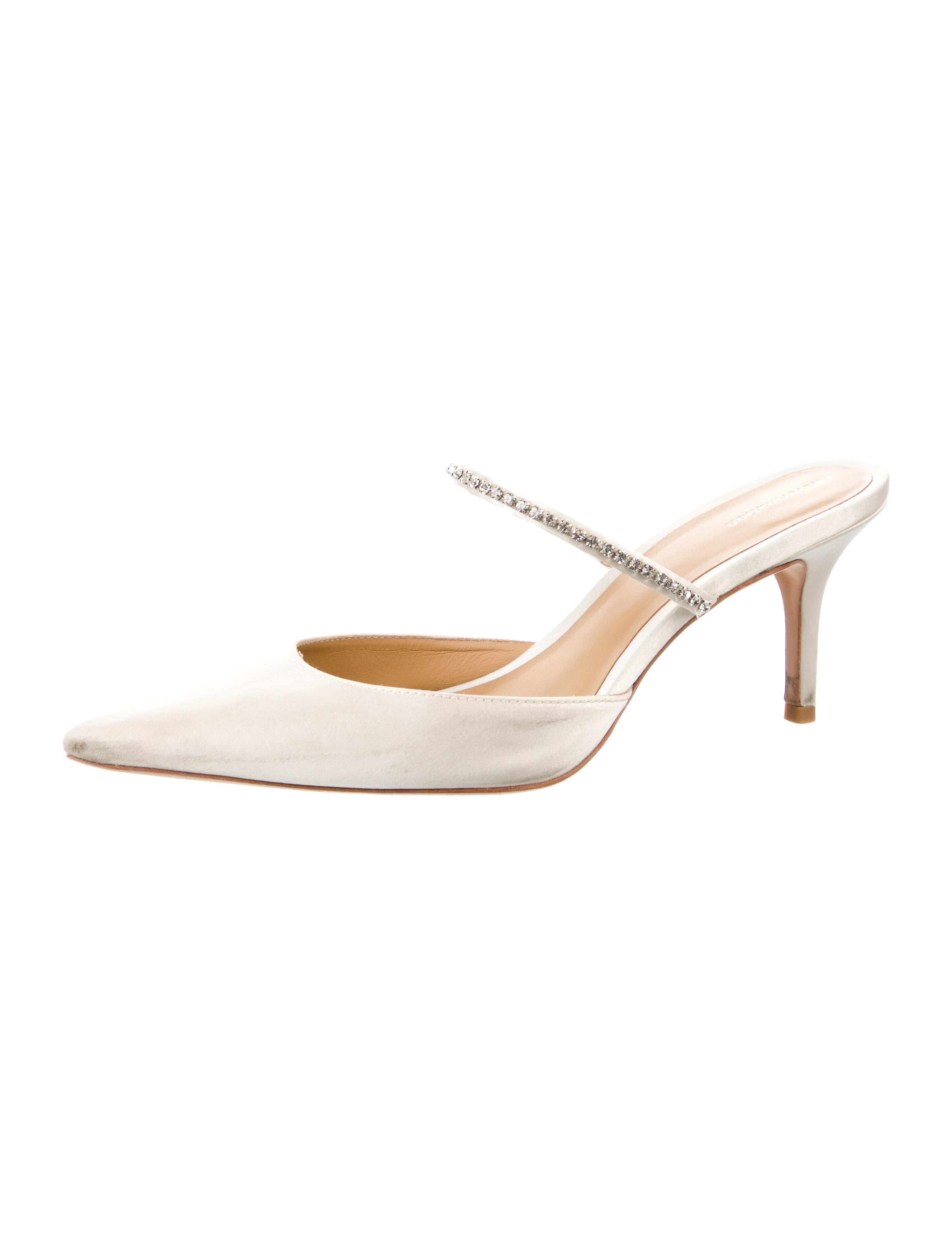 Reformation Satin Crystal Embellishments Mules