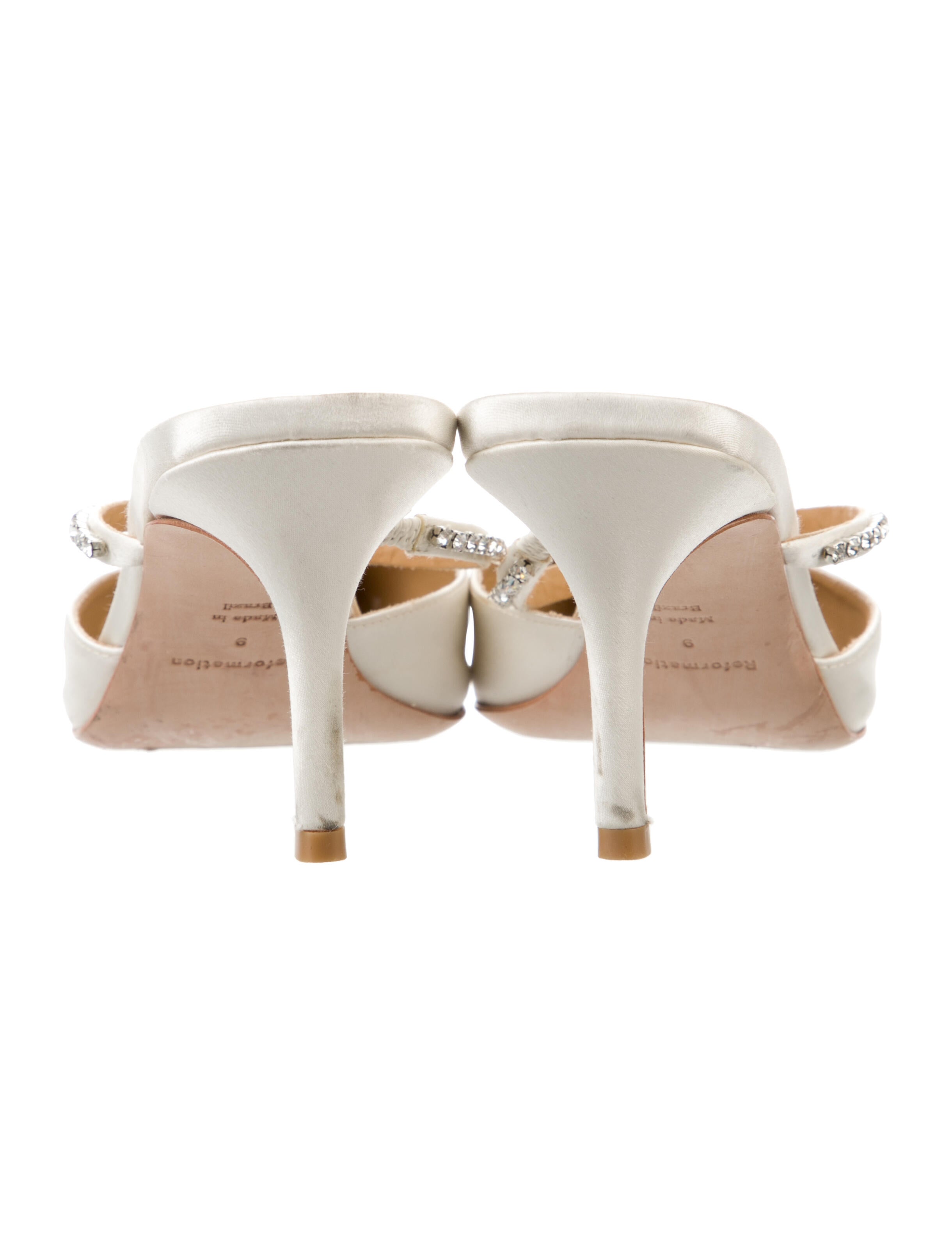 Reformation Satin Crystal Embellishments Mules
