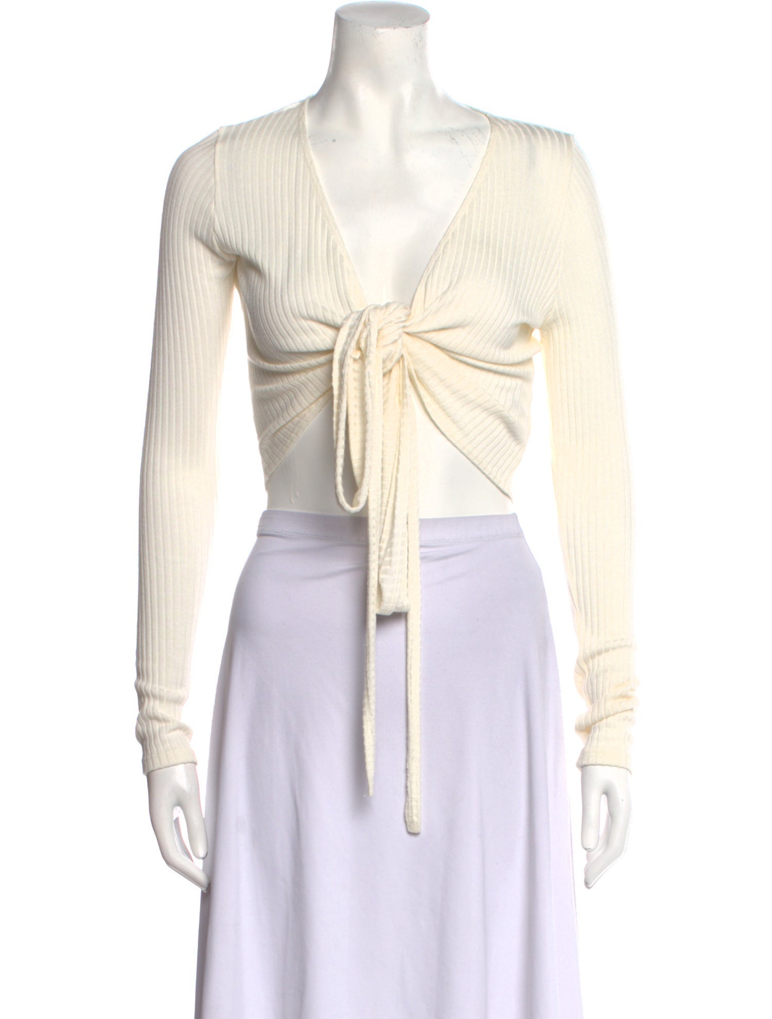 Reformation V-Neck Long Sleeve Crop Top