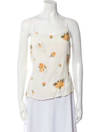 Reformation Floral Print Square Neckline Top