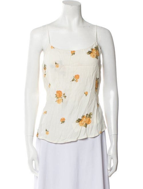 Reformation Floral Print Square Neckline Top