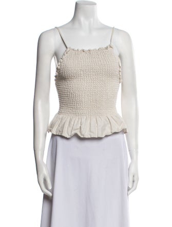 Reformation Linen Square Neckline Crop Top