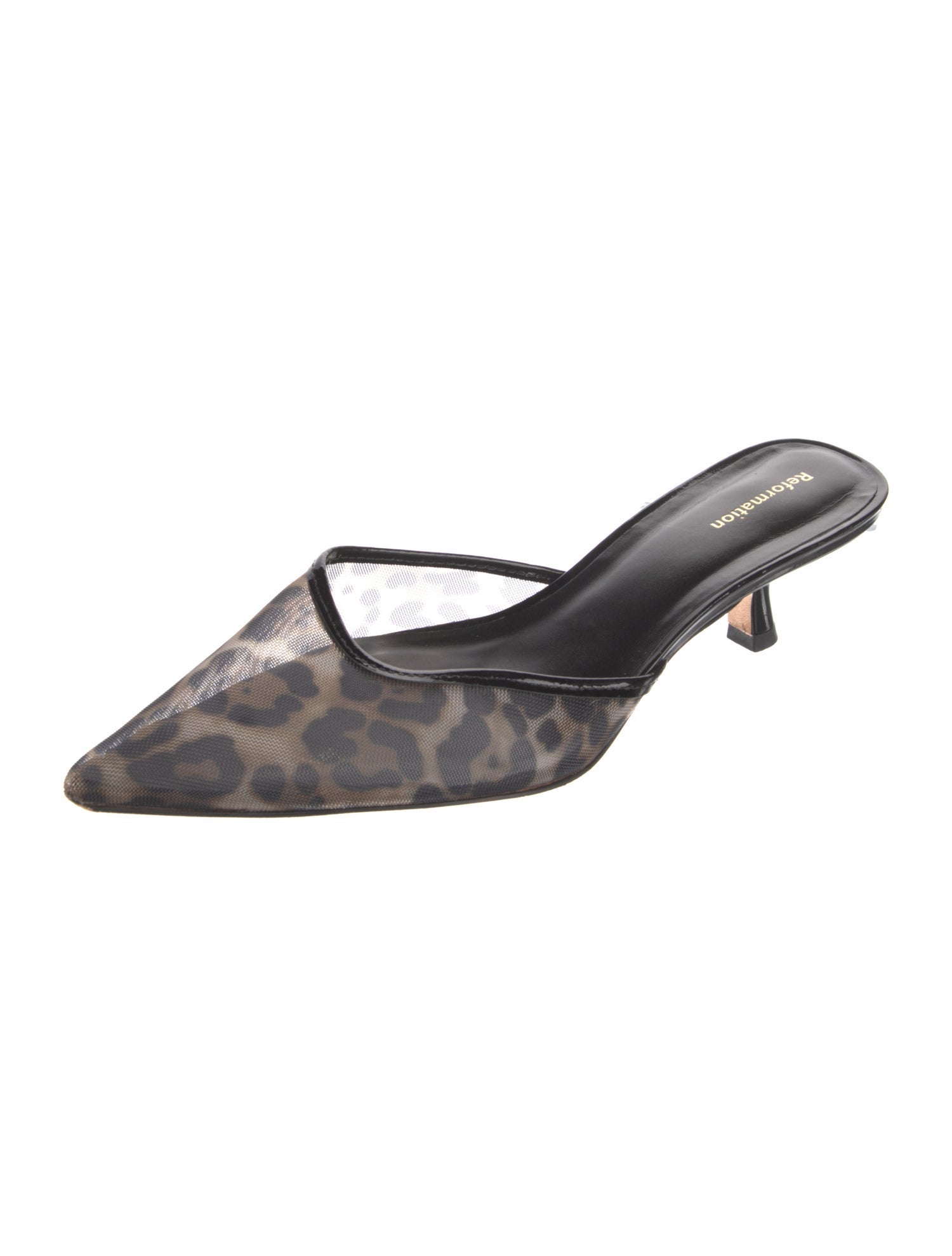 Reformation Patent Leather Graphic Print Mules