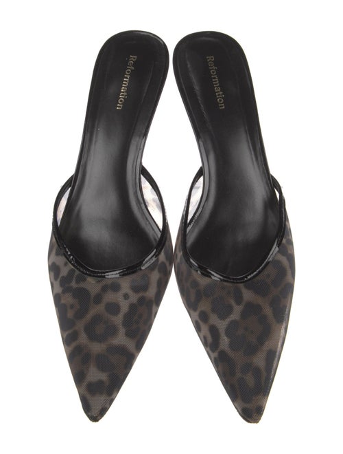 Reformation Patent Leather Graphic Print Mules