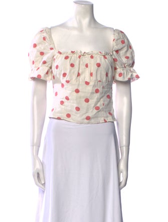 Reformation Linen Polka Dot Print Crop Top