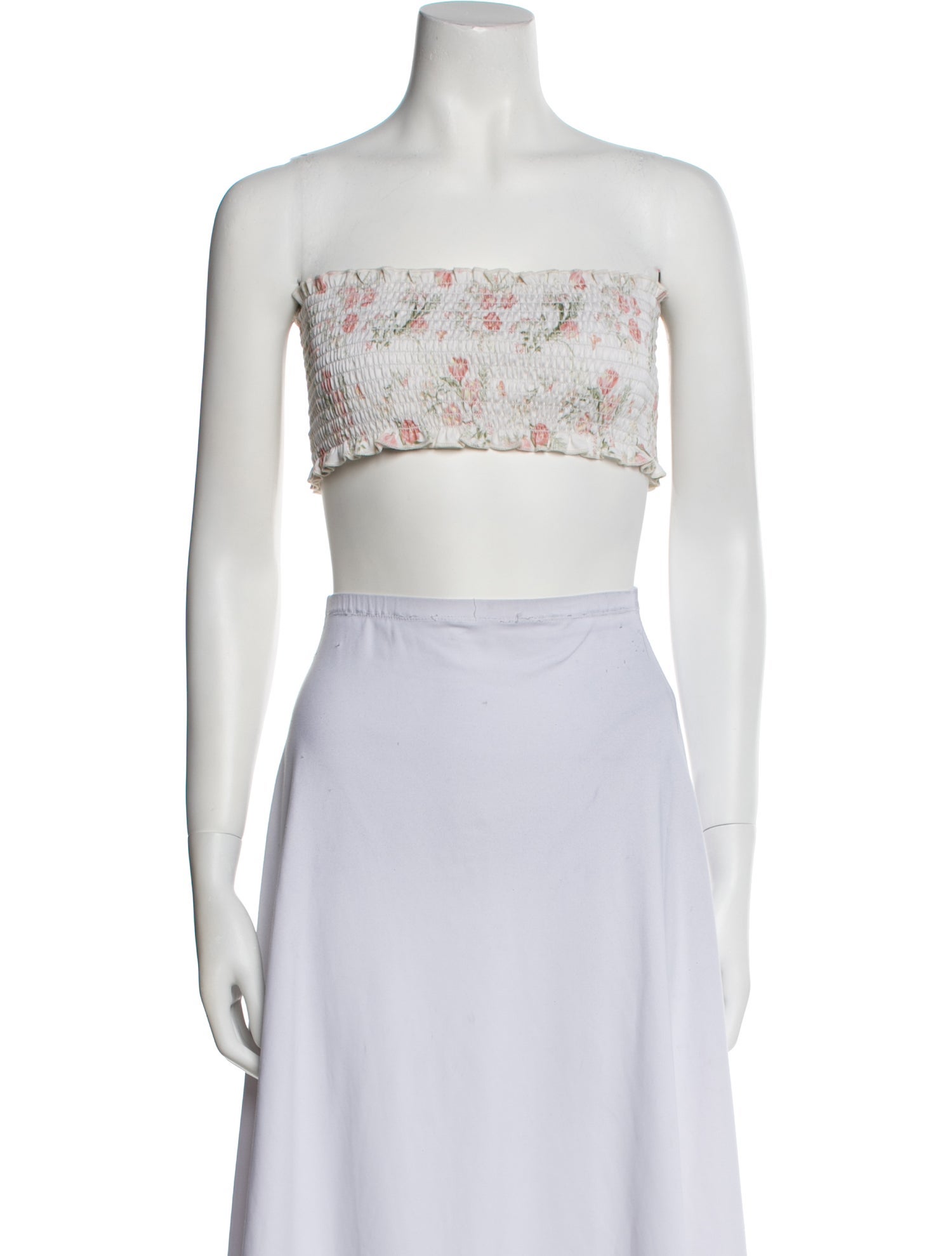 Reformation Floral Print Strapless Crop Top