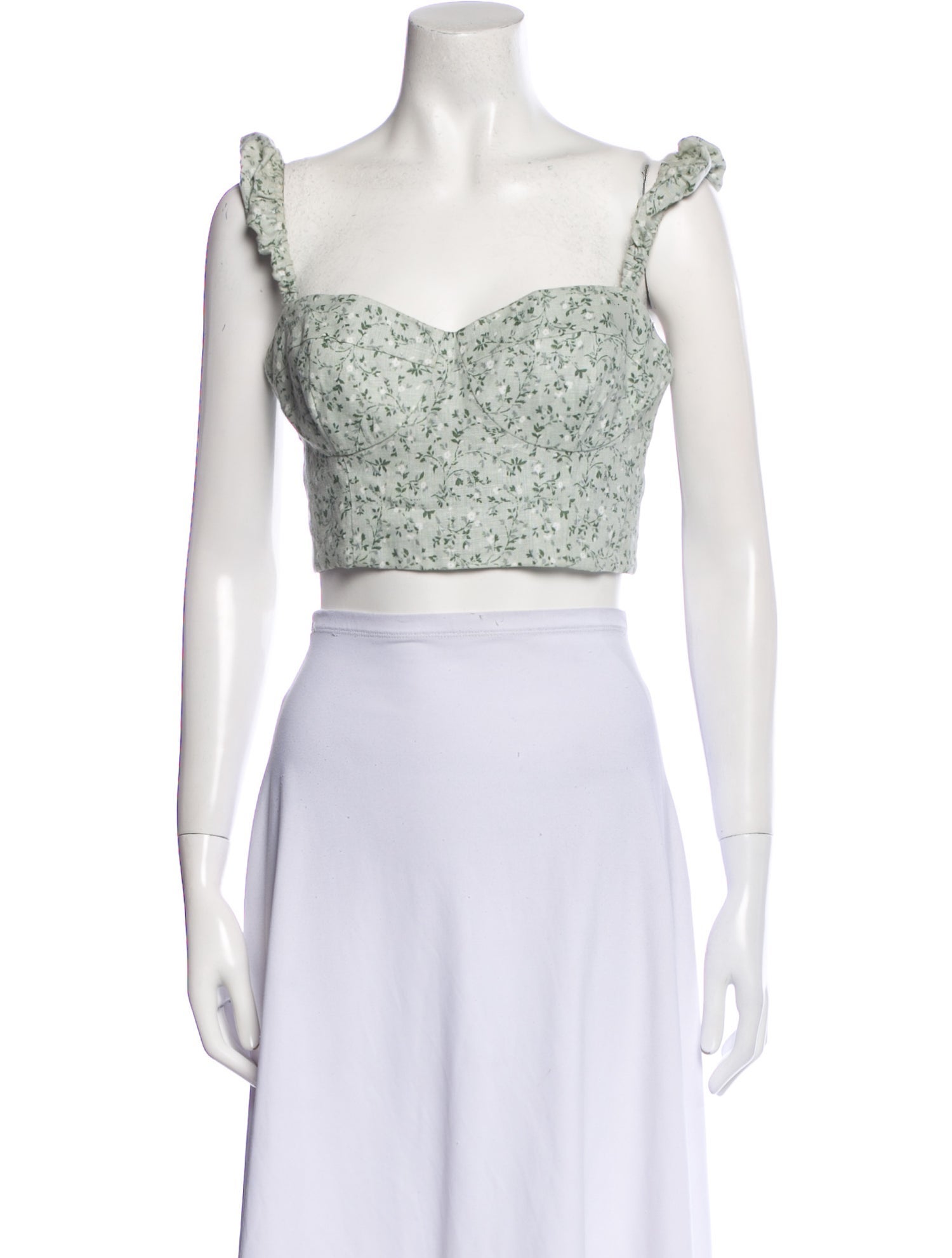 Reformation Linen Floral Print Crop Top