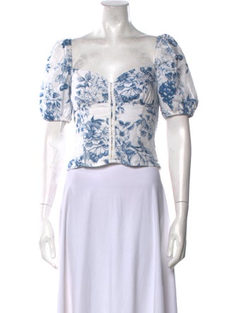 Reformation Linen Floral Print Crop Top