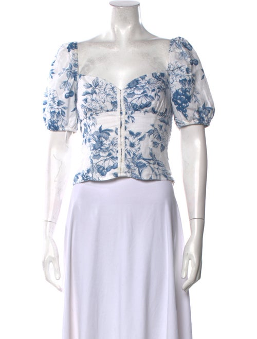Reformation Linen Floral Print Crop Top