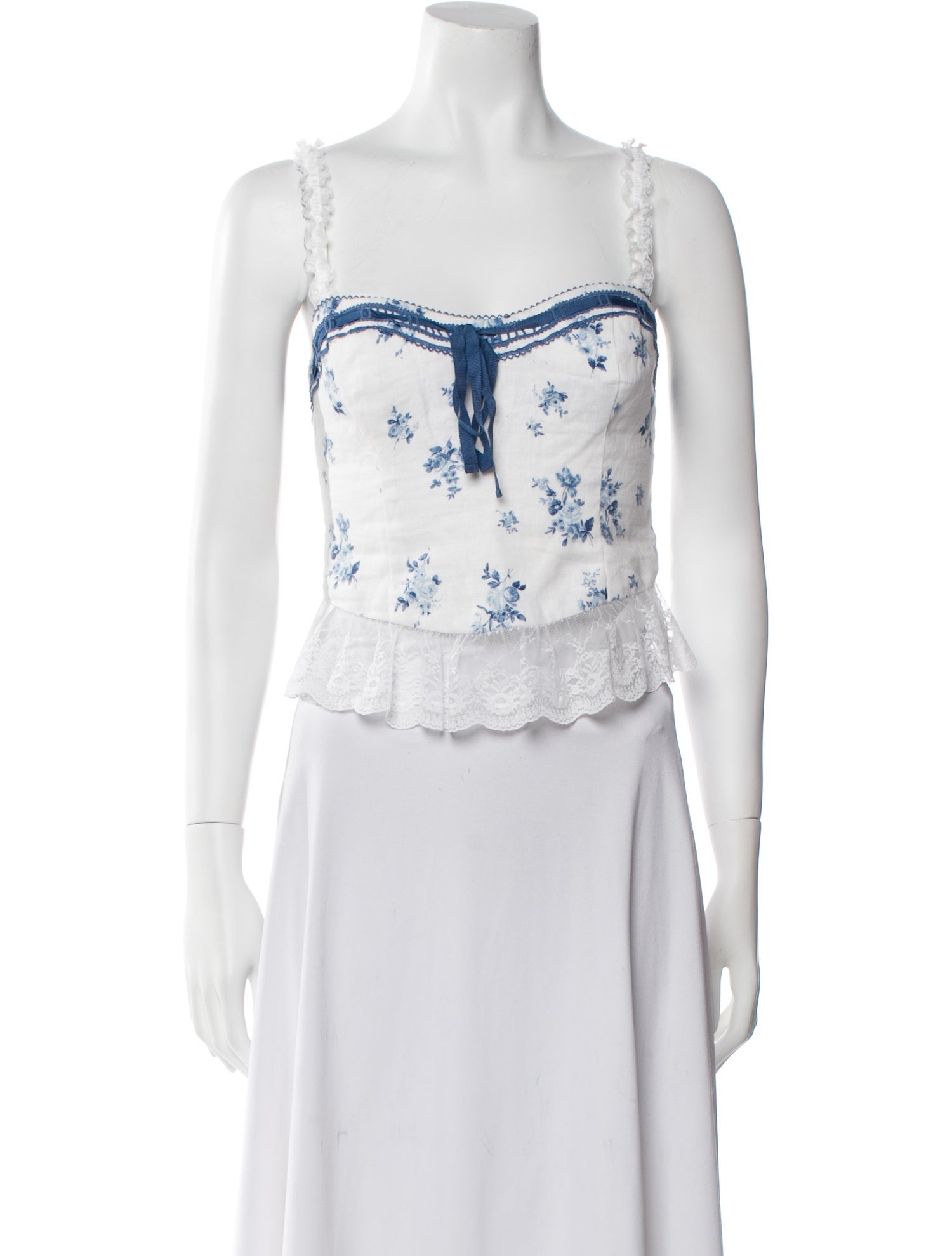 Reformation Linen Floral Print Crop Top