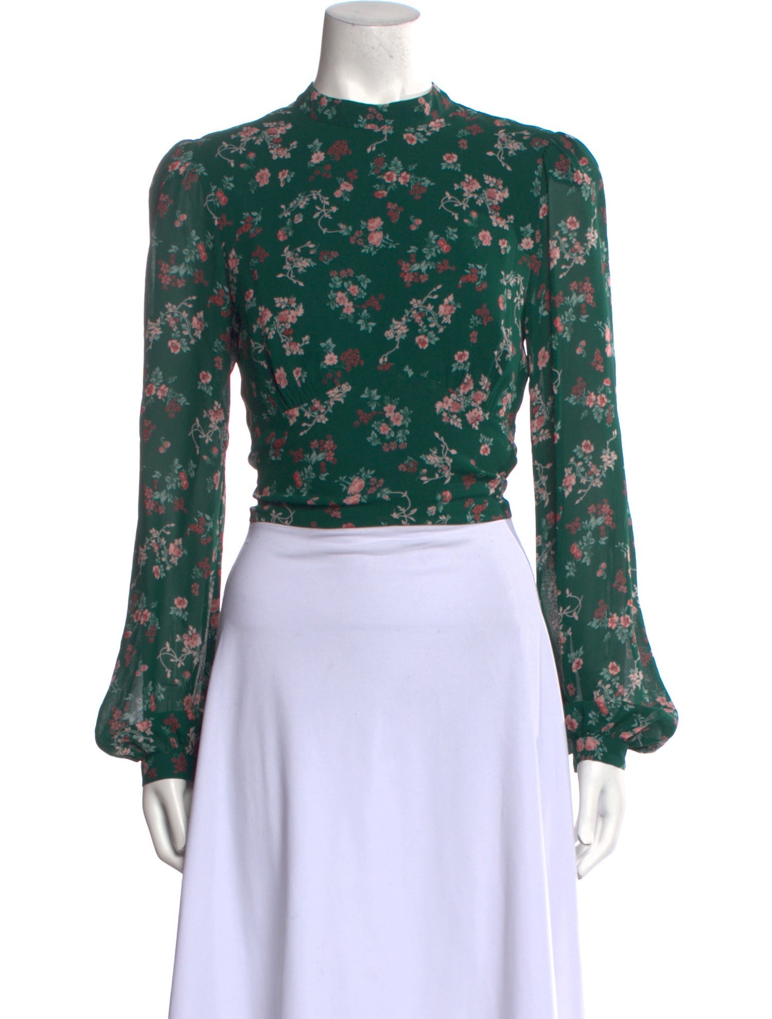 Reformation Floral Print Mock Neck Crop Top