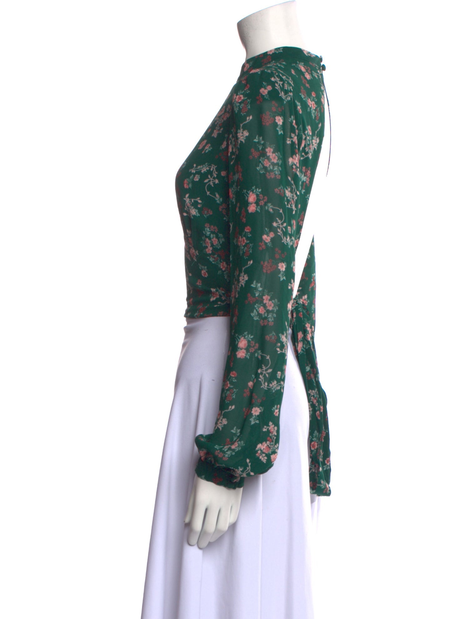 Reformation Floral Print Mock Neck Crop Top