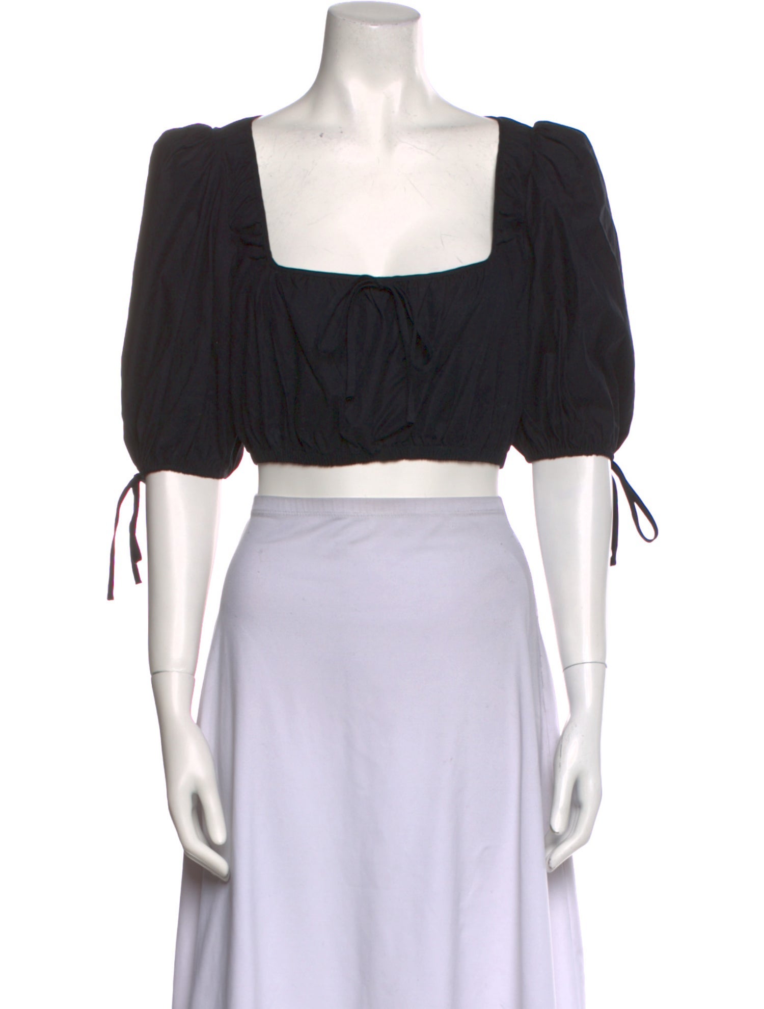 Reformation Square Neckline Three-Quarter Sleeve Crop Top