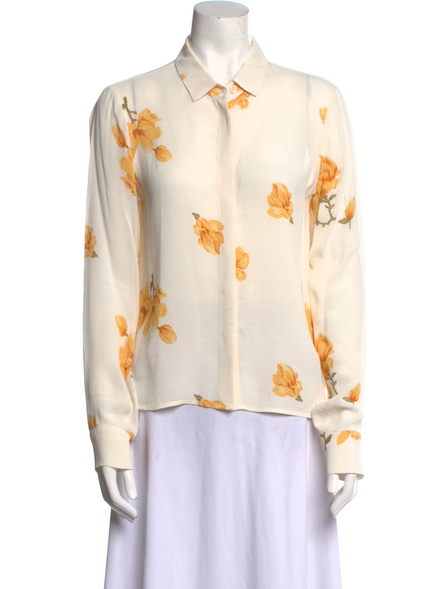 Reformation Floral Print Long Sleeve Button-Up Top