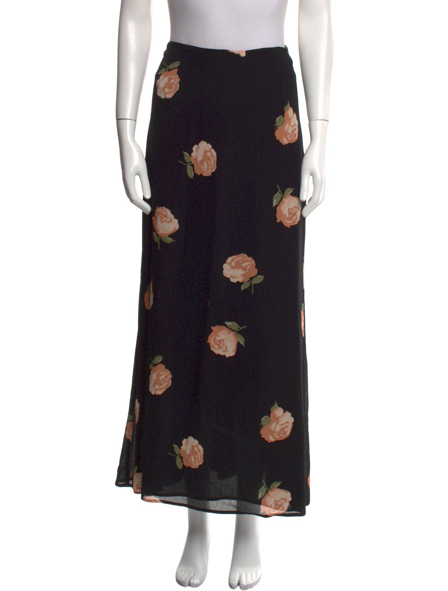 Reformation Floral Print Midi Length Skirt