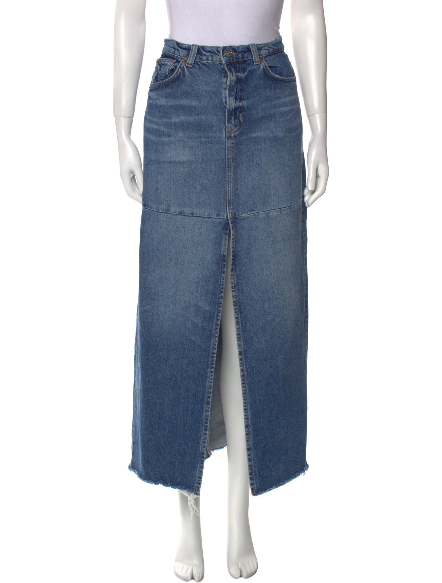 Reformation Distressed Accents Midi Length Skirt