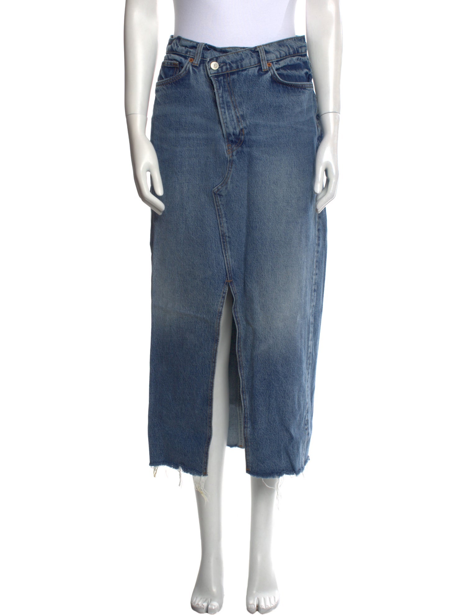 Reformation Distressed Accents Midi Length Skirt